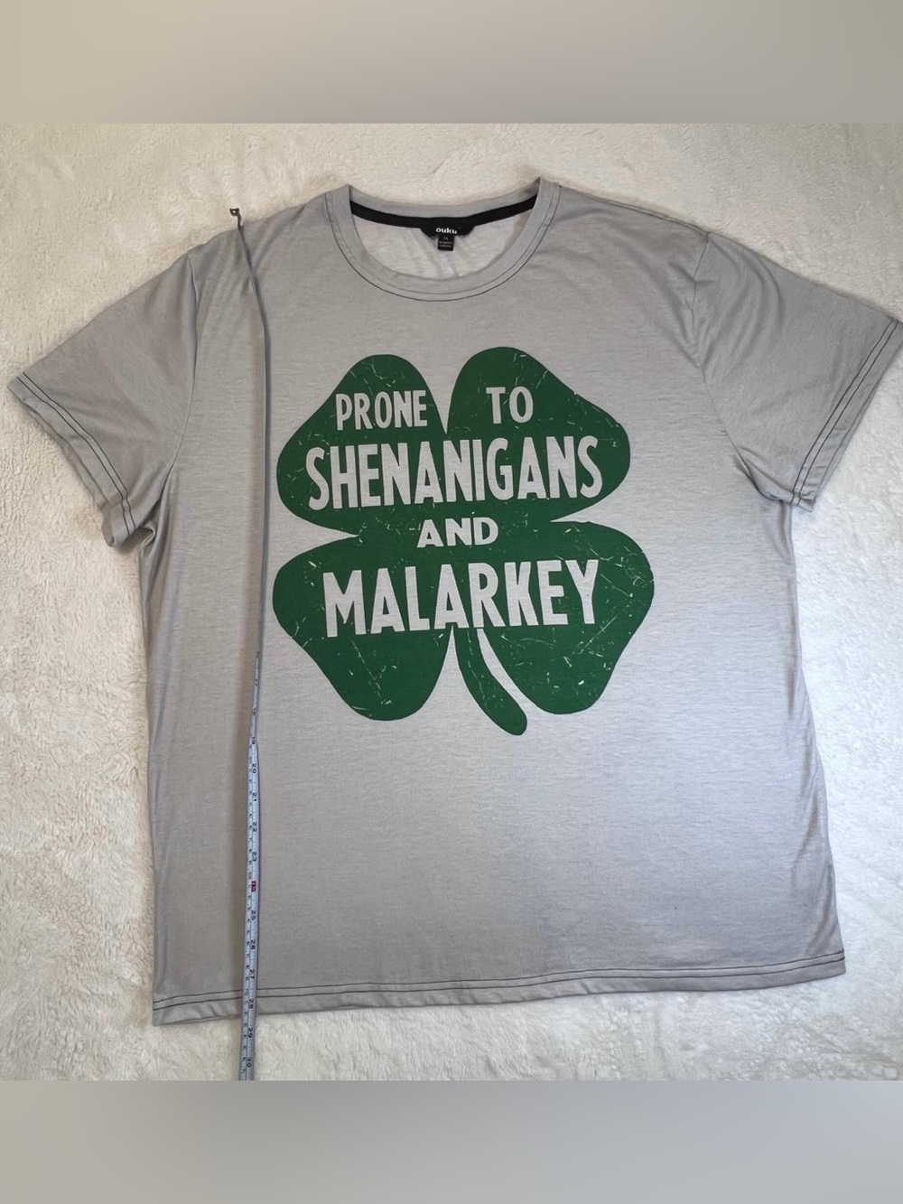 Prone to Shenanigans and Malarkey Graphic T-Shirt - Light Gray